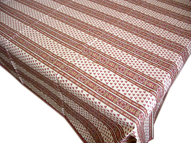 French coated tablecloth (Ste Lucie. raw x bordeaux) French coated tablecloth (Ste Lucie. raw x bordeaux)